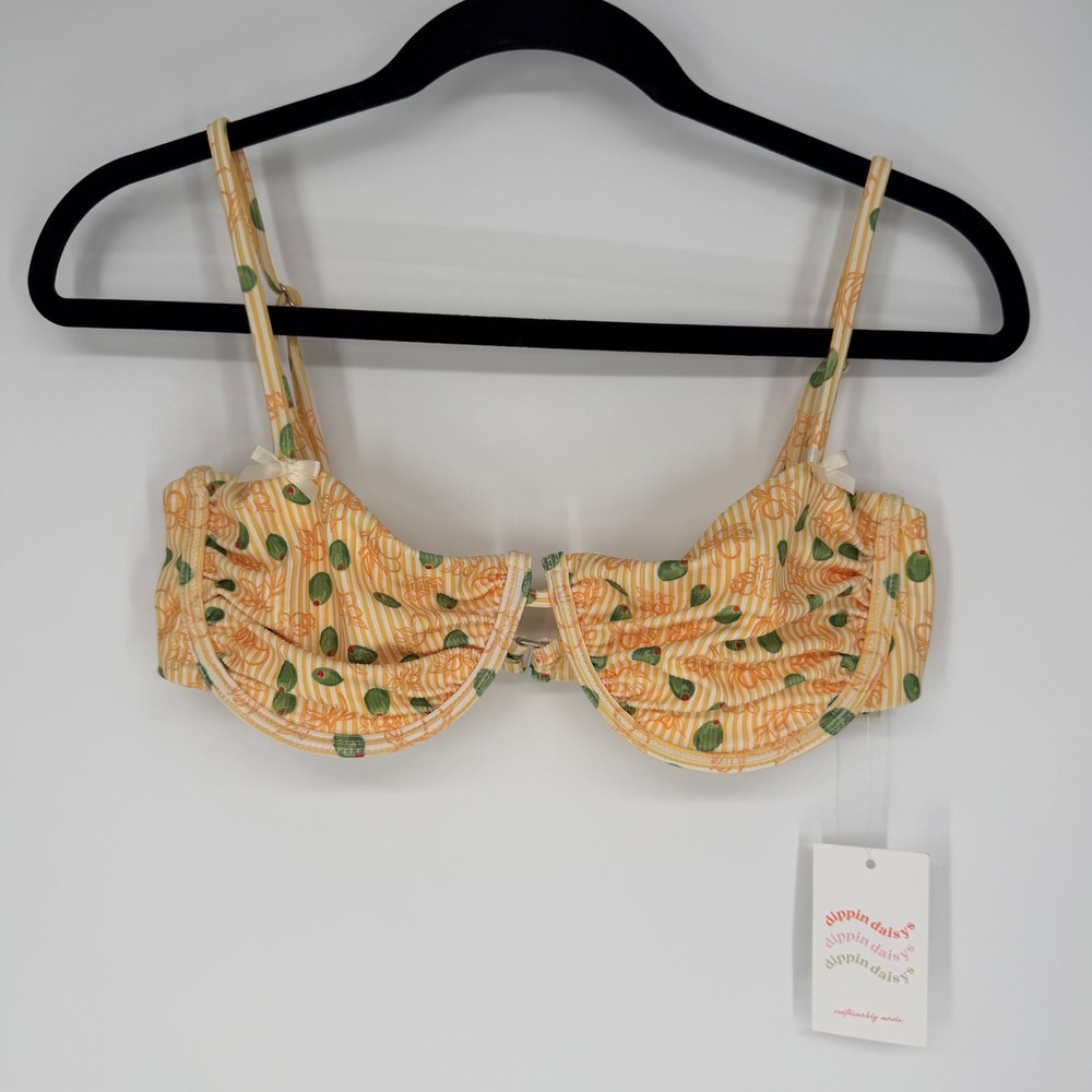 DIPPIN' DAISY'S STARLIGHT UNDERWIRE BIKINI TOP LARGE NWT GREEN OLIVES RETRO
